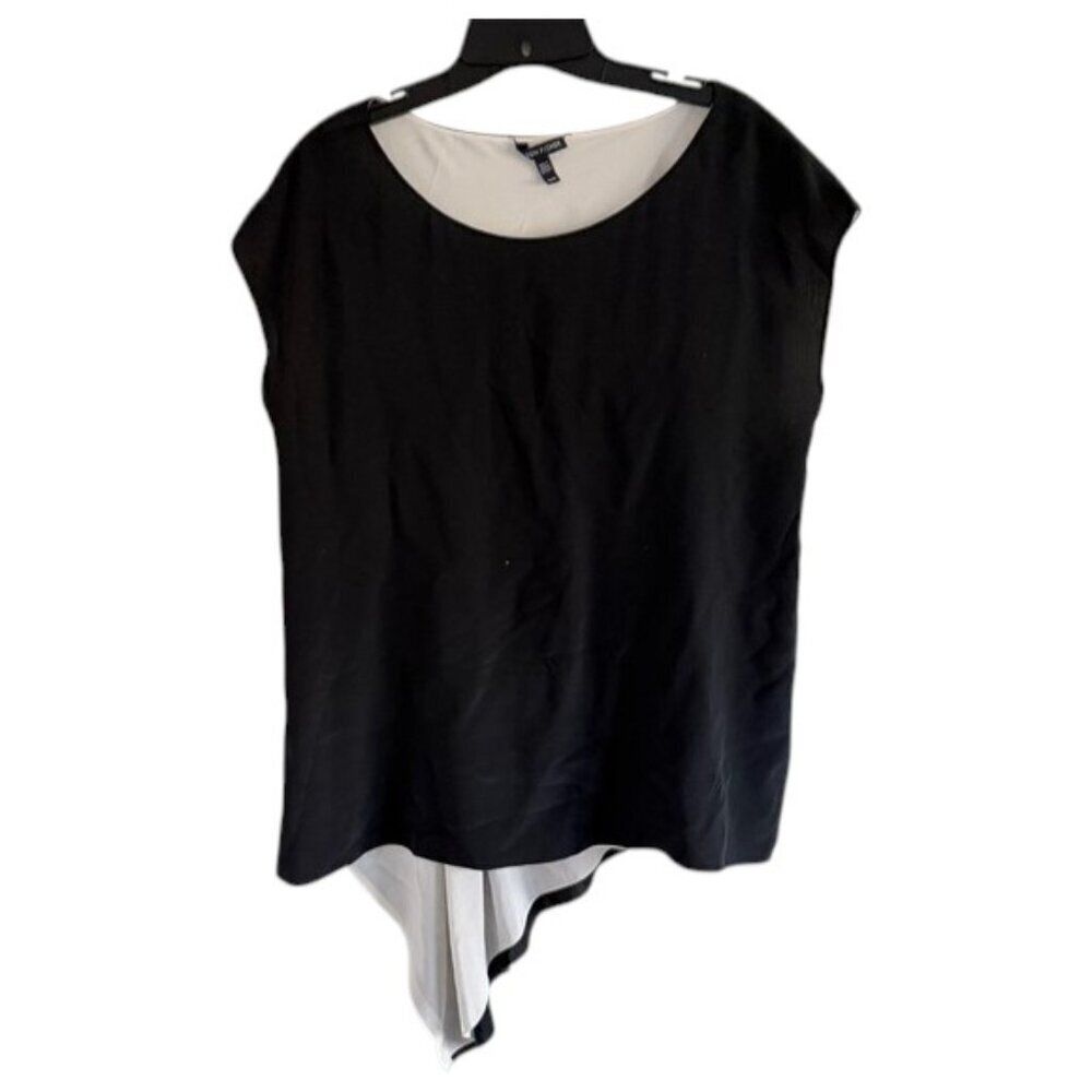 Eileen Fisher Black Asymmetrical Blouse Size Medium 41739